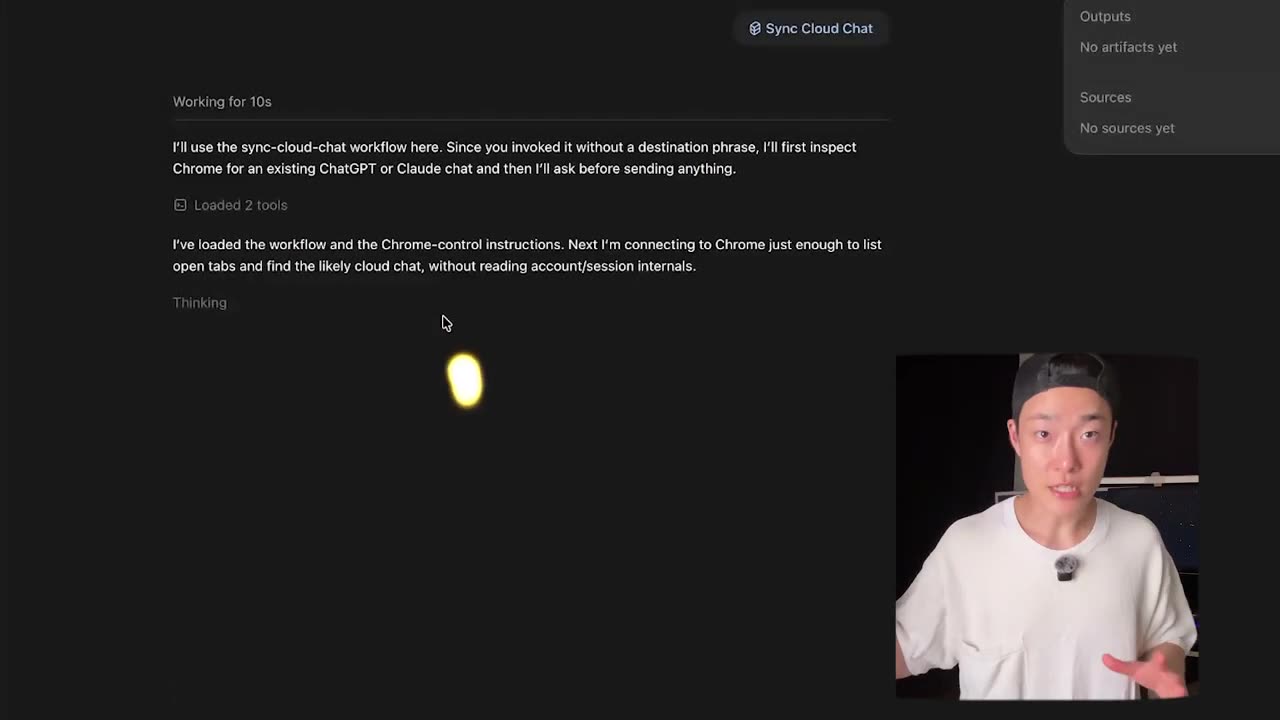 The sync skill showing the exact work log and destination and asking for confirmation before sending it to the chat