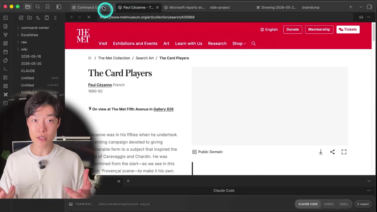 The art tab of the Obsidian command center showing the daily rotating artwork with its history and description